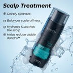 LA’BRIZZA Cleaning Control Scalp Detox Shampoo showing scalp treatment benefits with water splash and Ice Cool sensation
